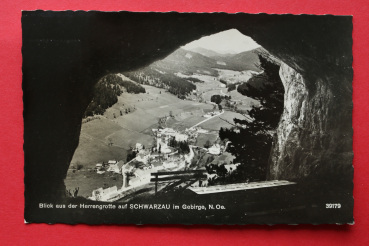 AK Schwarzau / 1960 / Blick aus der Herrengrotte auf Schwarzau im Gebirge / Strassen / Niederösterreich